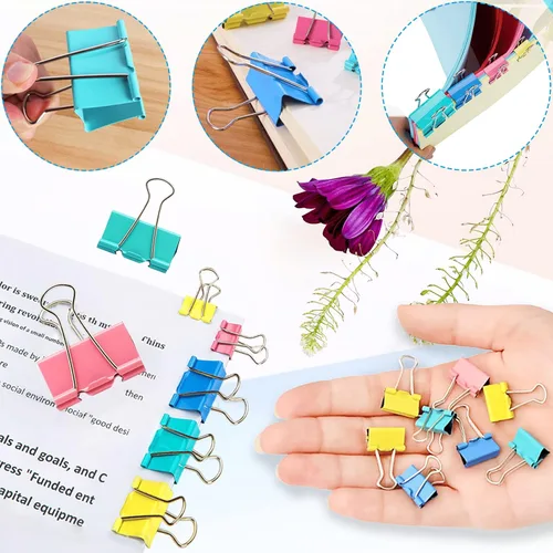 Miniatura 4 de Clips para carpeta, 100 clips grandes para carpetas de varios tamaños, clips de carpeta medianos y pequeños para papeleo, Bulldog, clips de oficina