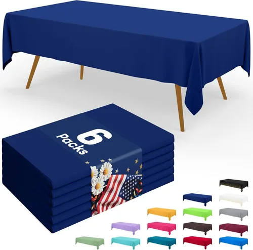 Miniatura 60 de Smiry - Juego de 6 manteles desechables, 54 x 78 pulgadas, manteles impermeables rectangulares para fiestas, cubierta de mesa de plástico