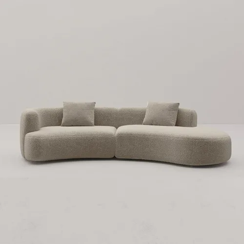 Miniatura 10 de Acanva - Sofá seccional curvo moderno para sala de estar, sofá modular de tela bouclé minimalista y cómodo para apartamento, oficina en casa, 114