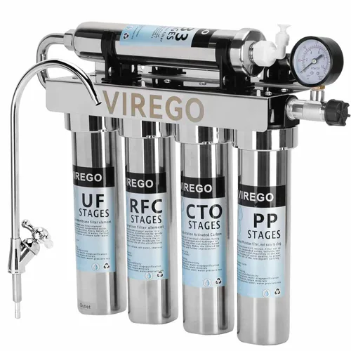 0.01μm Ultra Filtración debajo del sistema de filtro de agua del fregadero con manómetro en tiempo real, filtro de agua debajo del fregadero