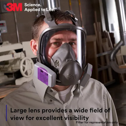 Miniatura 6 de 3M - Respirador reutilizable de cara completa 6800, NIOSH, protección ocular de alto impacto ANSI, M + cartucho respirador 3M P100/filtro 60926