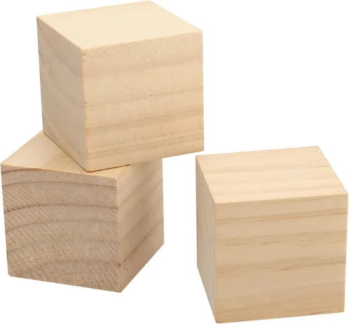 Miniatura 8 de 60 bloques de madera sin terminar de 2 x 2 x 2 pulgadas, bloques de madera maciza natural cuadrados cubos de madera para decoración de pintura