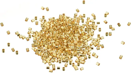 Miniatura 17 de uxcell 500 cuentas de tubo de engarzado, tubo de latón de 0.069 x 0.069 pulgadas, cuentas espaciadoras de extremo de engarzado, pequeños topes