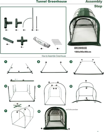 Miniatura 7 de Porayhut Tienda de invernadero portátil, fácil instalación, casa de flores de jardinería y cuarto de sol para plantas con cubierta de PVC, 71" x