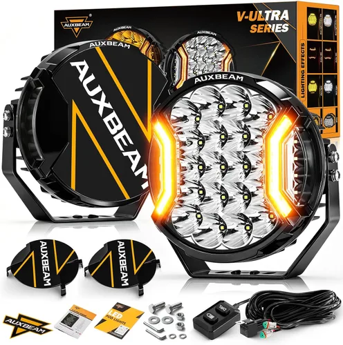 Miniatura 14 de Auxbeam Serie V-MAX 204W Luces LED de Conducción en Pod, Luz de Proyección Rectangular de 7 Pulgadas para Todo Terreno con DRL Ámbar y Luz Trasera
