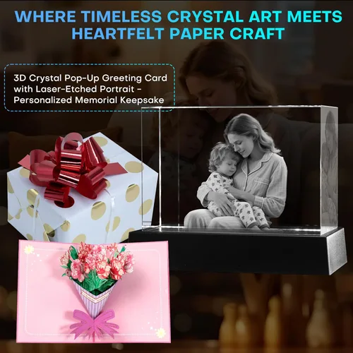 Miniatura 5 de Regalos de foto 3D de cristal personalizados con láser grabados en 3D, marcos de foto personalizados de cristal para aniversario, cumpleaños, boda