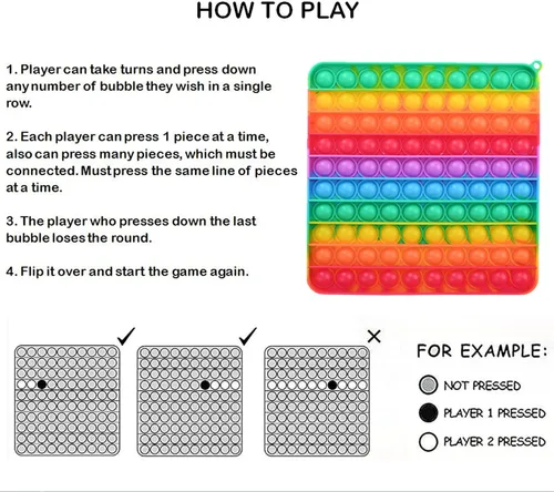 Miniatura 8 de Juguetes sensoriales para ansiedad de gran tamaño, 7.87 pulgadas, 100 burbujas, juguetes grandes de silicona para aliviar la presión, color arcoíris