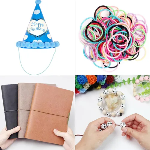 Miniatura 6 de Cuerdas elásticas de colores de 0.118 in 1/8 pulgadas 210 pies, cuerda elástica redonda pesada para cuentas de poni, pulseras de cuentas de silcona