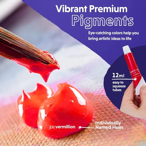 Miniatura 7 de Crafts 4 All Juego de pintura acrílica, pinturas artísticas para lienzo, pintura de modelos, madera, cerámica y tela, suministros de manualidades