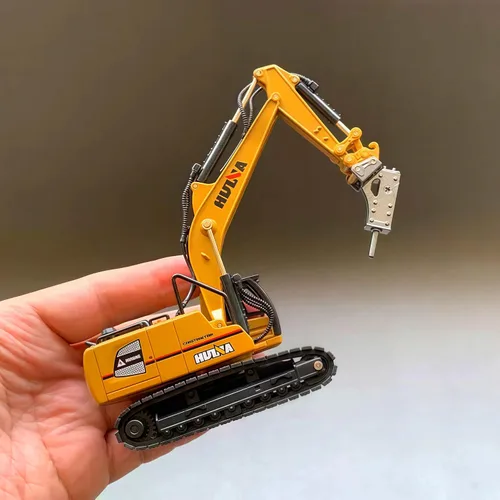 Miniatura 9 de Gemini & Genius - Excavadora de taladro resistente para obras de construcción, juguetes de vehículos a escala 1:60, excavadora y perforadora