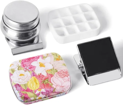 Caja de estuche de pintura de acuarela portátil de mini lata de 12 celdas vacía es un pequeño kit de viaje de almacenamiento con clip magnético y