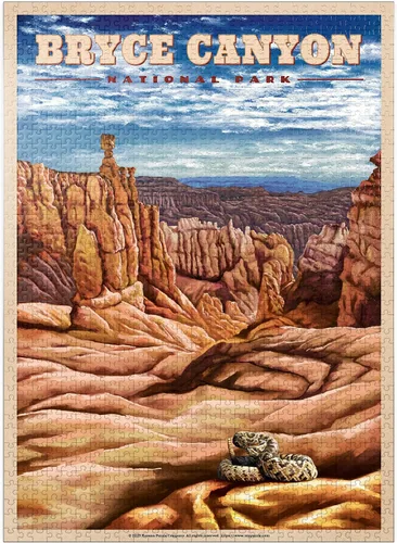 Miniatura 9 de MyPuzzle Bryce Canyon National Park - Pilares de piedra, póster de viaje vintage, rompecabezas premium de 100 piezas para adultos
