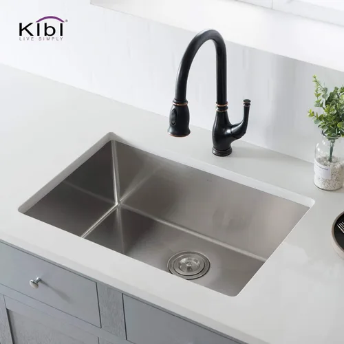 Miniatura 2 de KIBI K1-S28 - Fregadero de cocina hecho a mano con estación de trabajo de 28 pulgadas Fregadero de acero inoxidable de un solo tazón con rejilla