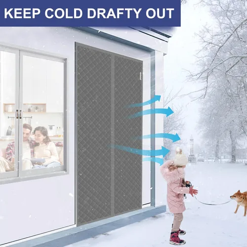 Miniatura 3 de HADOR Cortina Magnética con Aislamiento Térmico para Puerta que se Ajusta a Puertas de 36" x 96", Tela Oxford Acolchada con Relleno de Algodón