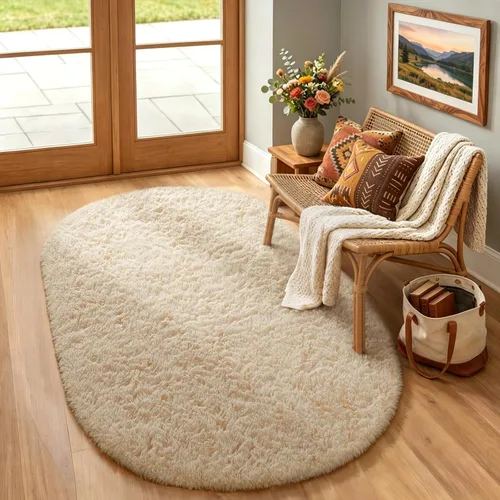Miniatura 102 de Ophanie Alfombra Verde de Césped, Alfombras de Área para Dormitorio, Alfombra Shag Esponjosa de 4x6 pies, Suave Peluda Afelpada Linda para Niños 7