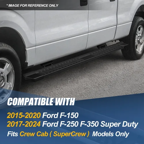 Miniatura 7 de Auto Dynasty - Estribos de 6 pulgadas compatibles con Ford F-150 F-250 F-350 SuperCrew Cab 2015-2024, pasos laterales negros con revestimiento