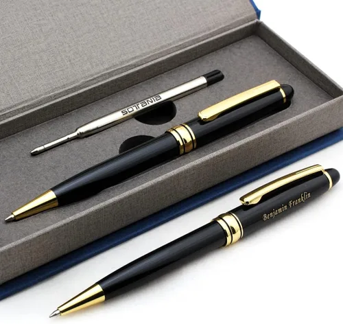 Grabado gratuito – Bolígrafo de rodillo personalizado, bolígrafo de bola, bolígrafos recargables, lápiz retráctil de recarga mediana, tinta negra,
