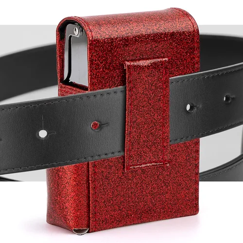 Miniatura 5 de bvya Juego de 2 cajas de cigarrillos deslizantes de piel sintética unisex con soporte para encendedor y trabilla para cinturón 2 piezas#e