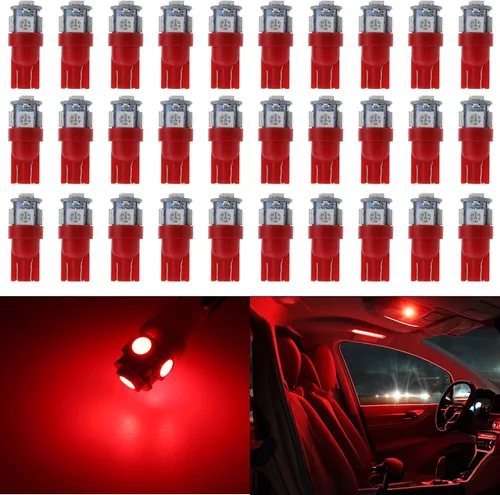 Miniatura 11 de 30 piezas de bombillas LED súper brillantes 194 azul+blanco+rojo T10 LED en cuña 5SMD 5050 Chips bombilla LED 168 para W5W 2825 158 501 luces