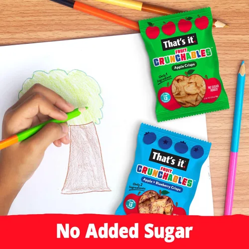 Miniatura 4 de That's it. Fruit Crunchables - Chips 100% de Manzana + Arándano, Paquete de 15 bocadillos saludables para niños a base de plantas, sin OGM, sin