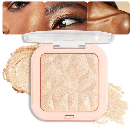 Miniatura 8 de evpct Iluminador facial de perla blanca y plata, maquillaje de brillo con purpurina de diamantes brillantes, paleta de sombras de ojos en polvo