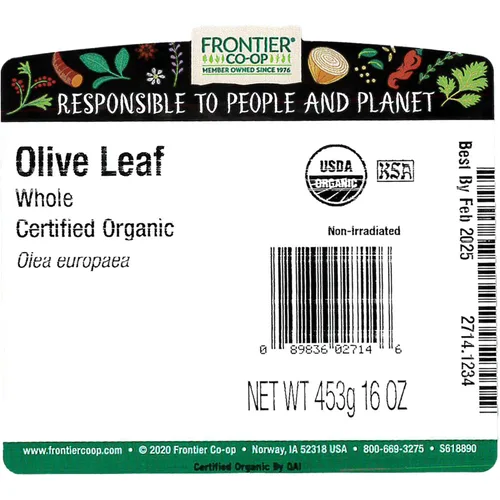 Miniatura 2 de Frontier Co-op Hoja de olivo entera orgánica, 1 bolsa a granel, hojas de olivo secas naturales, ideal para té de hojas de olivo, hornear y más