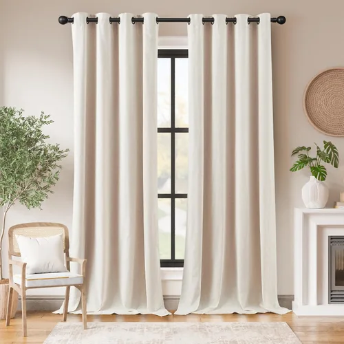 Miniatura 22 de jinchan Cortinas de 108 pulgadas Mezcla de Lino de Lino Semi Transparentes Filtrado de Luz y Resplandor Cortinas Extra Largas para Sala de Estar