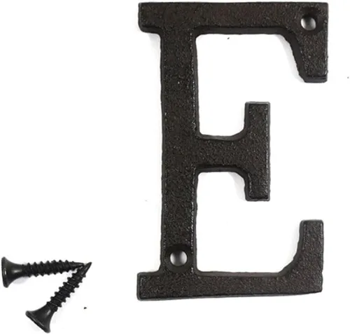 Miniatura 7 de Letras del abecedario de 3" en metal de hierro fundido decorativas, estilo clásico, para colgar letreros de pared, dirección, nombre, letrero