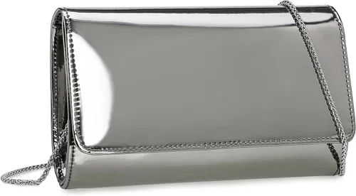 CHARMING TAILOR Bolso de mano de boda de piel sintética para mujer, bolso formal metálico de poliuretano, bolso de fiesta de noche de patente con