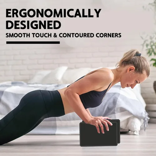 Miniatura 5 de Bloque de yoga – Espuma EVA de soporte sin látex – Superficie suave antideslizante con bordes biselados para yoga, pilates, meditación – Accesorios