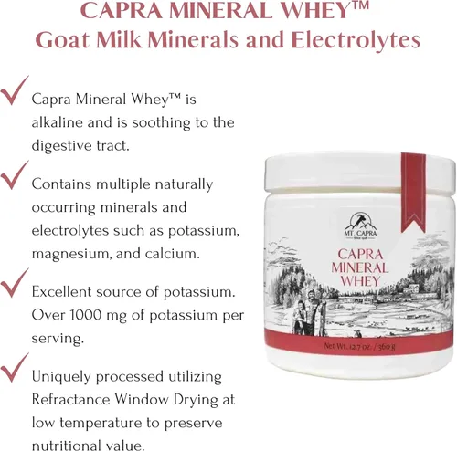 Miniatura 3 de Mt. Capra Mineral Whey Un suplemento de polvo mineral/electrolito biodisponible de suero de leche de cabra, rico en potasio, alcalinizante, 14