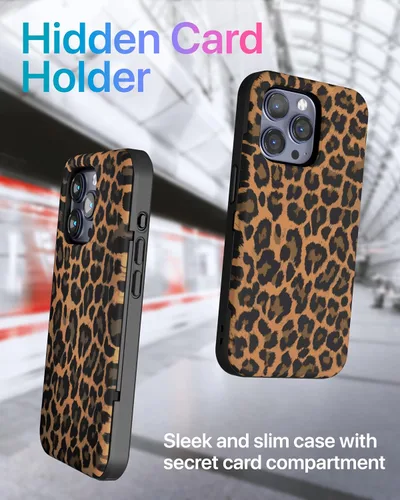 Miniatura 20 de TORU CX Slim - Funda tipo cartera para iPhone 15, funda protectora a prueba de golpes resistente con tarjetero oculto y ranura para tarjetas, espejo