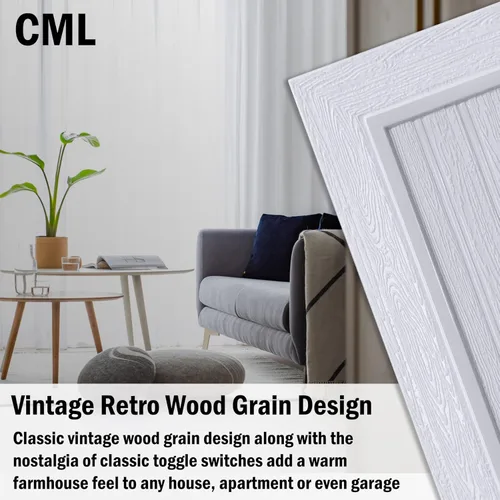 Miniatura 4 de CML - Placa de pared clásica con triple interruptor de palanca, cubierta de salida de 3 bandas, paquete de 2, placa de pared con diseño de grano