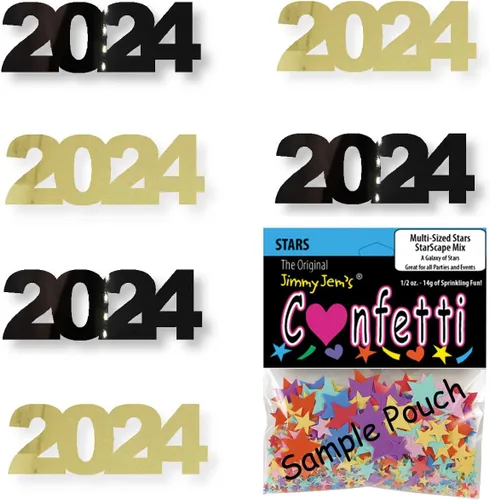 Miniatura 10 de Confetti Year 2024 Negro, Azul Royal Combo - 2 bolsas de media onza (1 oz)