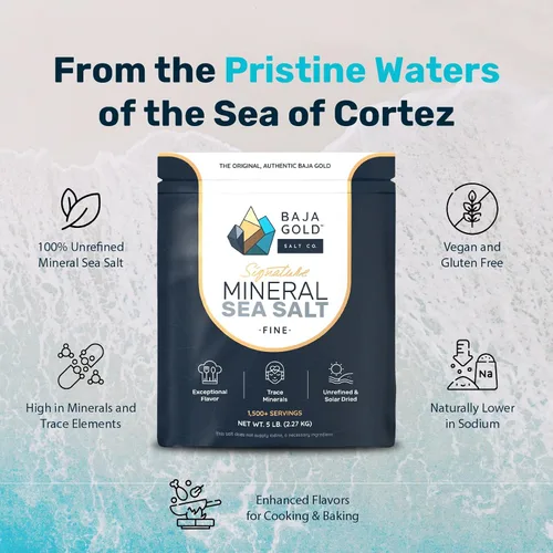 Miniatura 5 de Baja Gold Sal marina mineral - Recomendada por Gary Brecka - Sal de molienda fina para cocinar y hornear Sal natural de Baja para usos culinarios