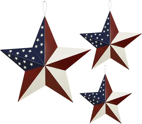 3 adornos patrióticos de metal para colgar en la pared, decoración de pared para interiores y exteriores, decoración del 4 de julio, estilo