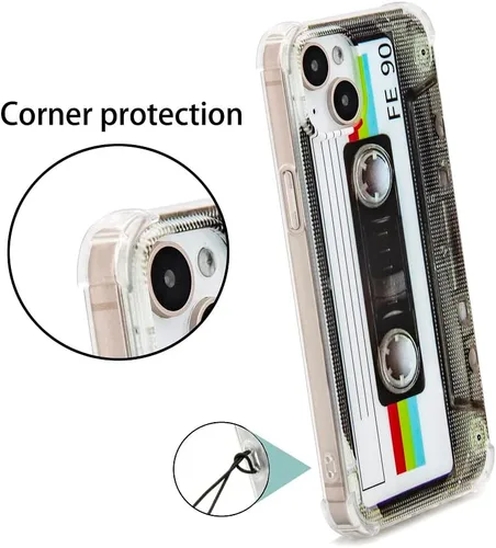 Miniatura 3 de FAteamll Funda para iPhone 14 Plus, acabado mate, resistente, suave, con esquinas reforzadas, TPU suave, parachoques retro, funda de cinta de casete