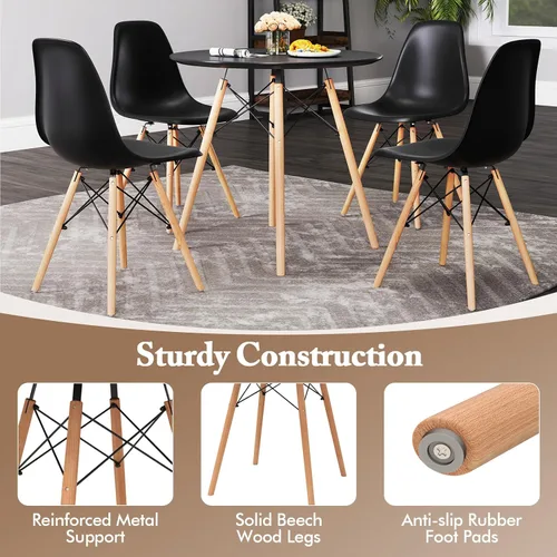 Miniatura 8 de Giantex Juego de mesa de comedor redonda para 2, mesa de cocina de 31.5 pulgadas y sillas con patas de madera maciza, asientos de plástico, marco