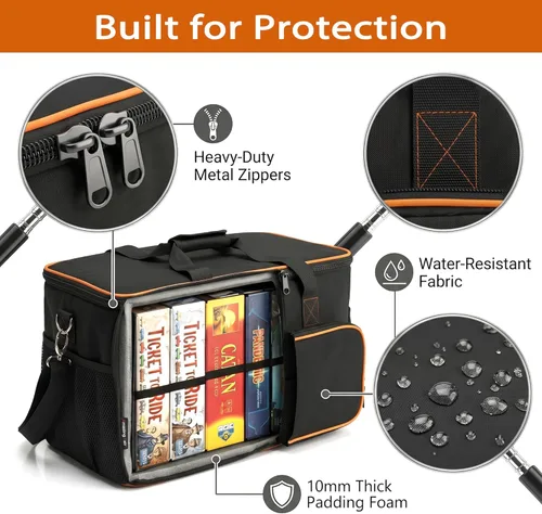 Miniatura 5 de Board Game Bag with Multi-Pockets – Convertible Tote & Shoulder Carry, Includes 5 Elastic Box Bands, 20.5 x 12.6 x 12.6 Inches, for Game Night
