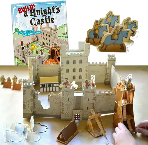 Build a Castle Kit para niños - Libro de actividades de manualidades de papel con modelo de castillo 3D, caballeros y arqueología para niños