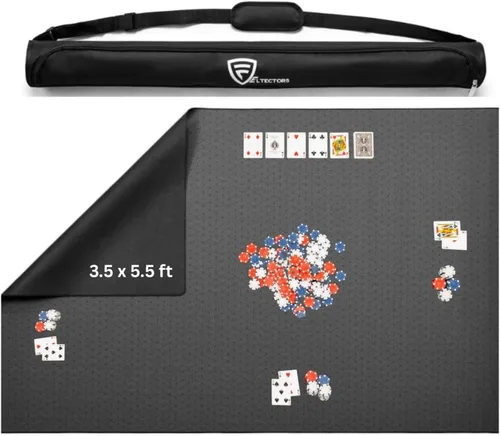 Miniatura 26 de Alfombrilla para Juego de Mesa 42 x 66 Pulgadas, Alfombrilla Mahjong para Mesa con Bolsa de Transporte, Alfombrilla de Neopreno Antideslizante, Azul