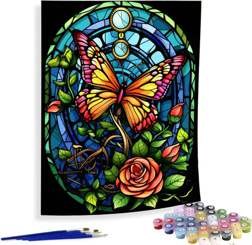 Miniatura 18 de Diymood Pintura por números para adultos, Navidad, pintura al óleo de muñeco de nieve, kits de pintura acrílica por números para niños, adultos