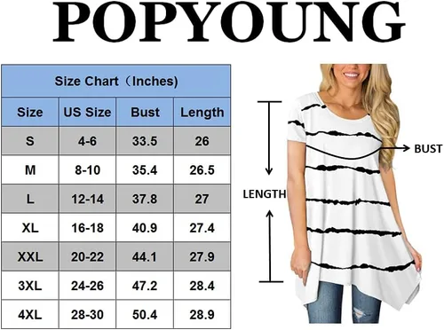 Miniatura 5 de POPYOUNG 2024 Womens Summer Short Sleeve Tunic Tops Casual Swing Blouse Shirt