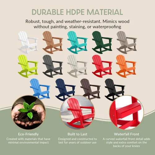 Miniatura 105 de WestinTrends Silla mecedora Malibu de poliéster para exterior/patio Adirondack, Negra