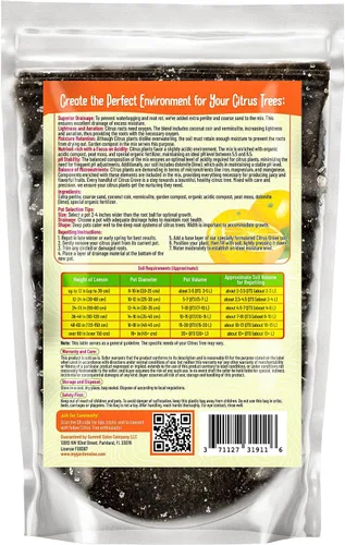 Miniatura 2 de GARDENWISE Tierra Premium Orgánica para Macetas de Cítricos para Plantas de Interior/Exterior - Perfecta para Naranjos, Limoneros, Limeros y Pomelos