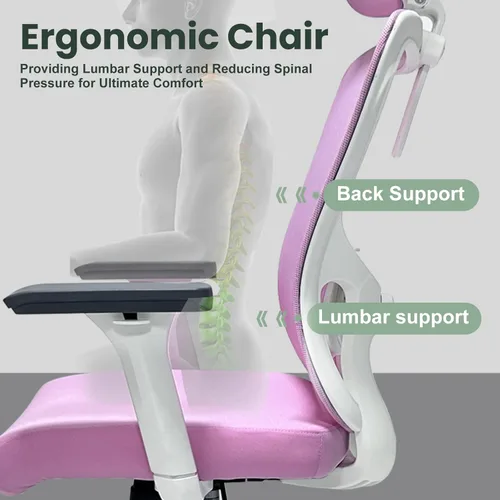 Miniatura 4 de Silla de oficina ergonómica - Silla de oficina de malla de 350LB con lumbar ajustable, silla de escritorio de computadora de respaldo alto