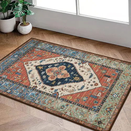 Miniatura 9 de Beeiva Alfombra bohemia lavable de 2 x 3 pulgadas, tapete ultra fino para puerta de entrada interior, tapete antideslizante para puerta delantera