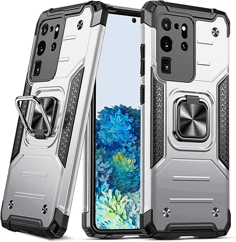 Miniatura 17 de Anqrp Funda para Galaxy S22 Ultra, Funda Protectora de Teléfono de Grado Militar con Soporte Plegable de Anillo de Metal Giratorio