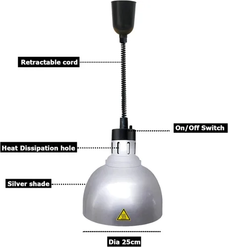Miniatura 3 de Lámparas colgantes de calor de alimentos de techo calentador de alimentos con bombilla infrarroja Lámparas de calentamiento estilo retráctil