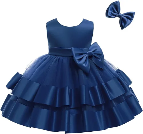 Miniatura 5 de AIMJCHLD 0-6T - Vestido de flores sin espalda en V para niñas, vestido de boda con lazo para el pelo